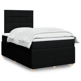 Cama box spring con colchón tela negro 120x200