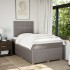 Cama box spring con colchón tela gris taupe 120x200