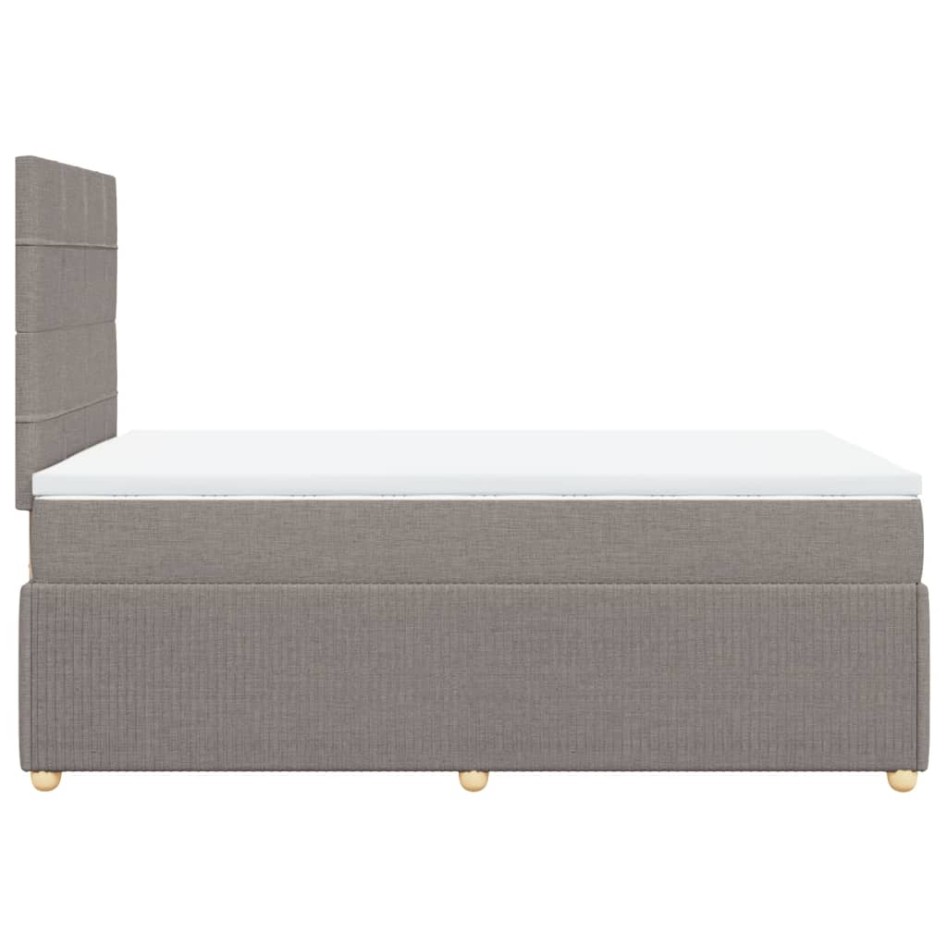 Cama box spring con colchón tela gris taupe 120x200