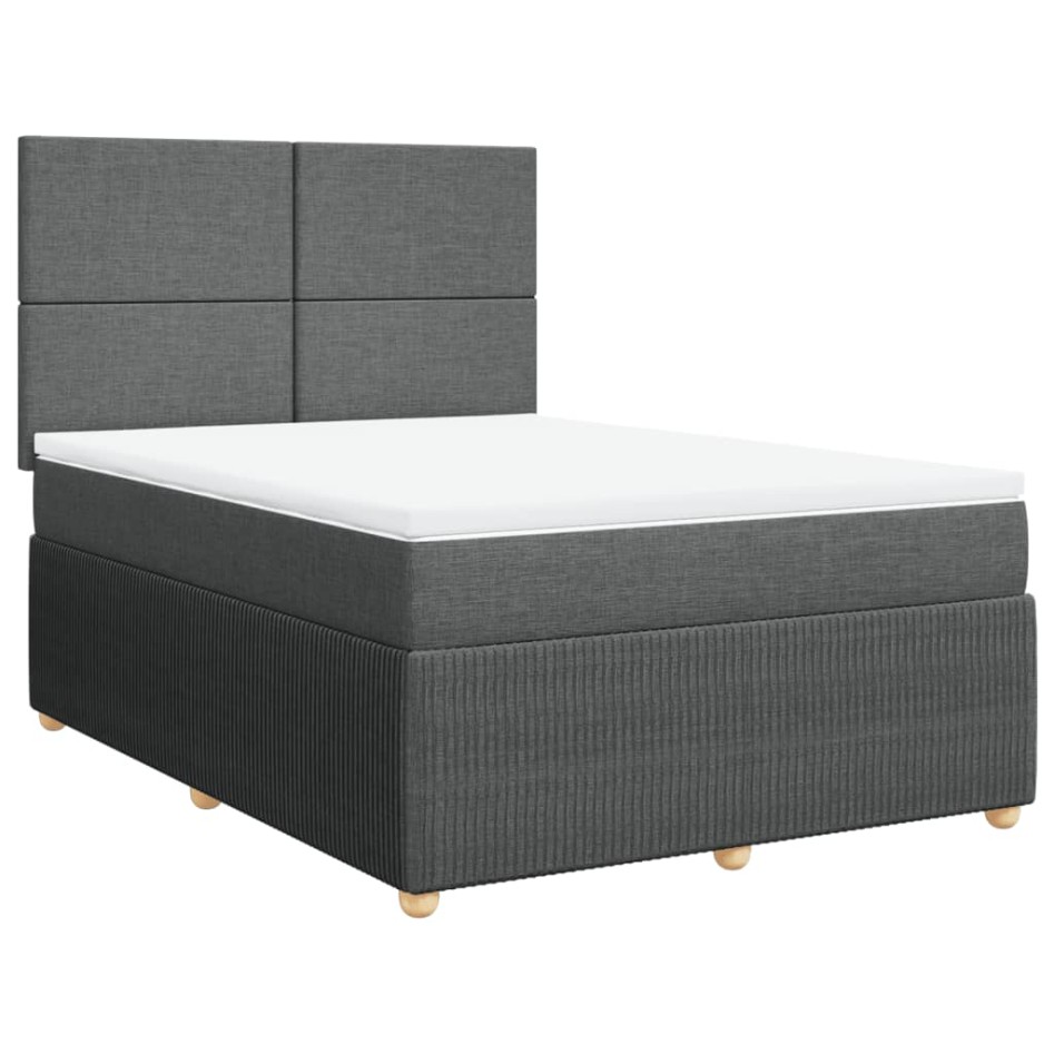 Cama box spring con colchón tela gris oscuro 140x200