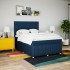 Cama box spring con colchón tela azul 140x200