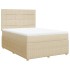 Cama box spring con colchón tela color crema 140x200