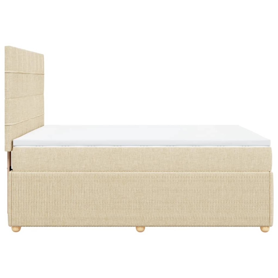 Cama box spring con colchón tela color crema 140x200