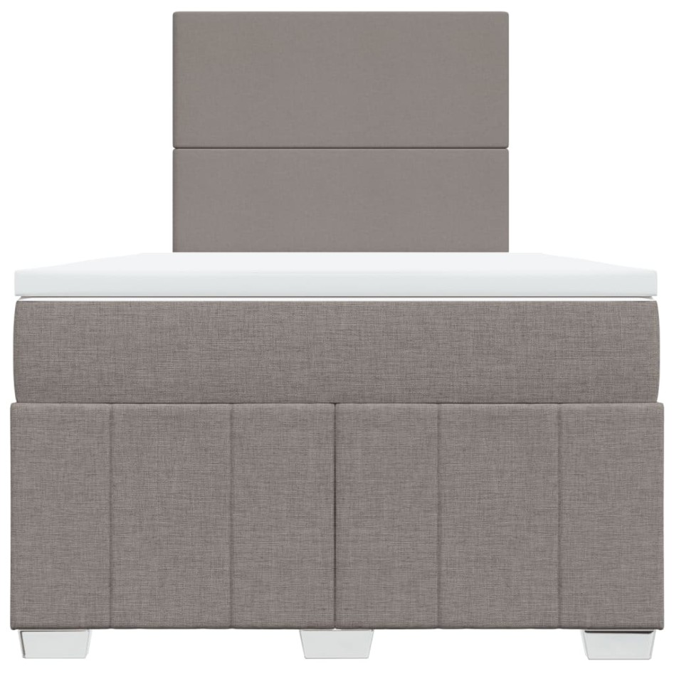 Cama box spring con colchón tela gris taupe 120x200