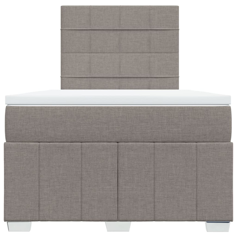 Cama box spring con colchón tela gris taupe 120x200