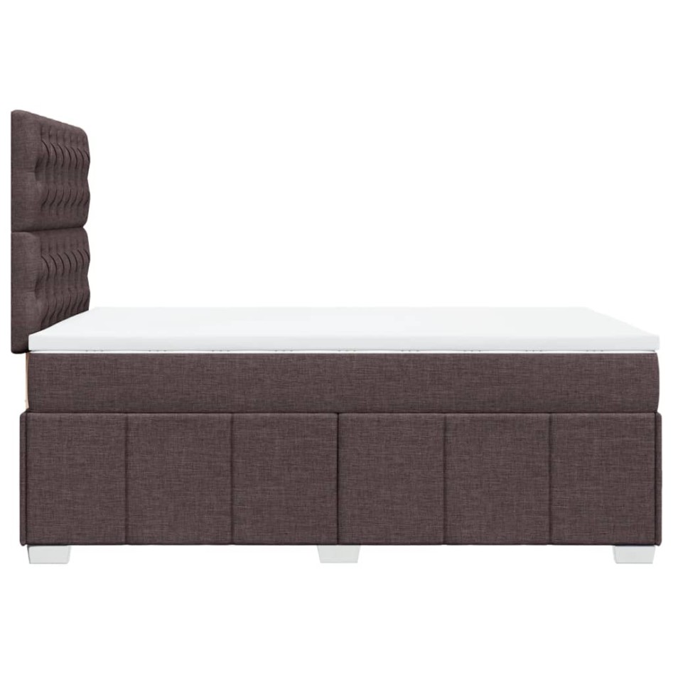 Cama box spring con colchón tela marrón oscuro 120x200