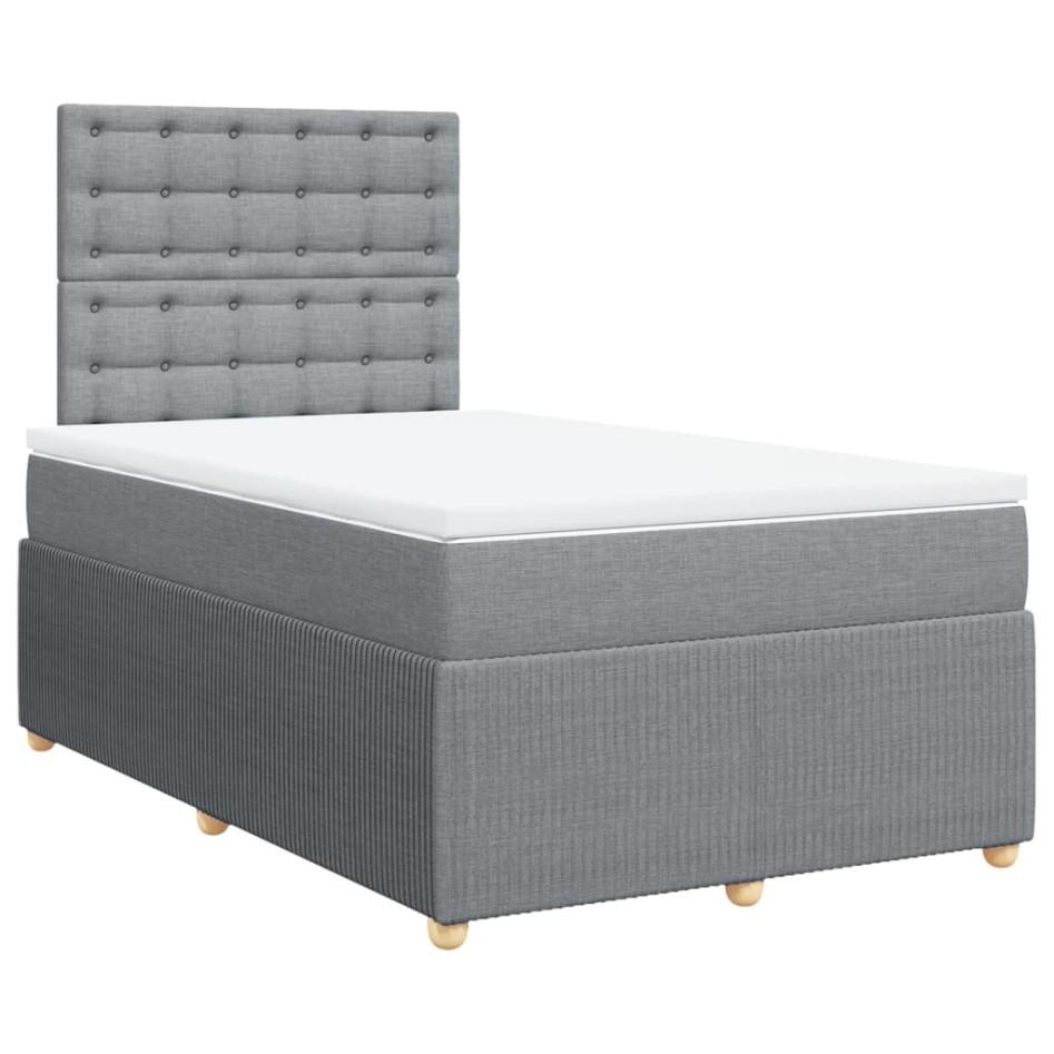 Cama box spring con colchón tela gris claro 120x200