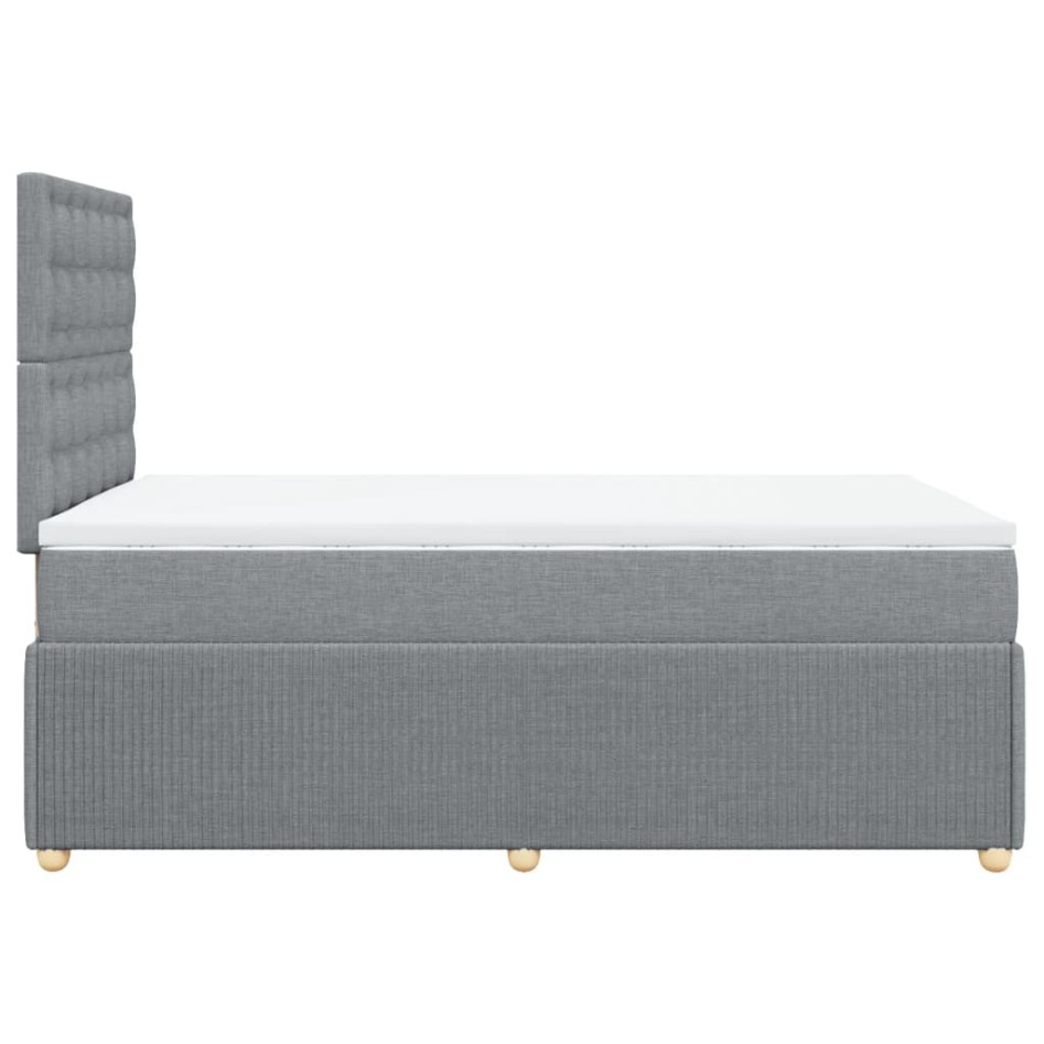 Cama box spring con colchón tela gris claro 120x200