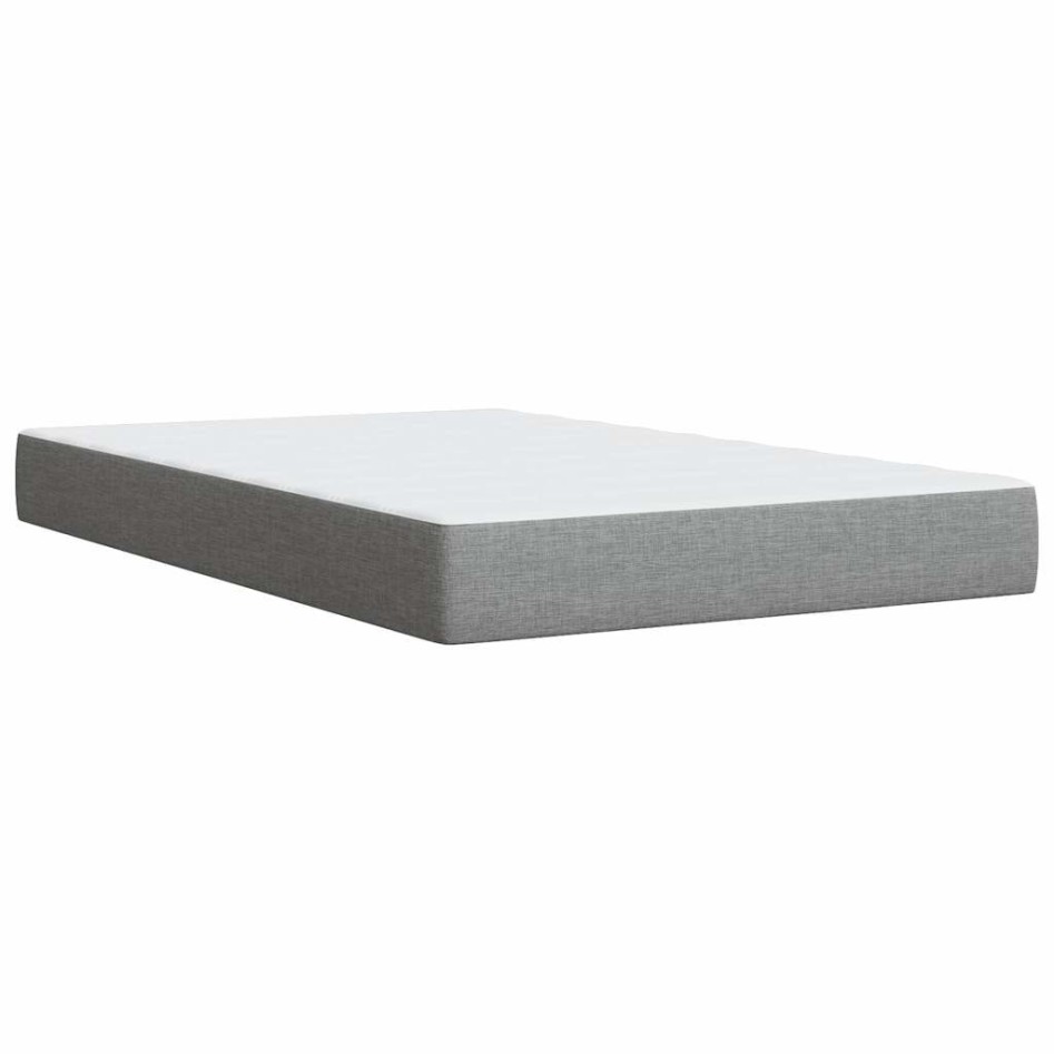 Cama box spring con colchón tela gris claro 120x200