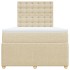 Cama box spring con colchón tela color crema 120x200