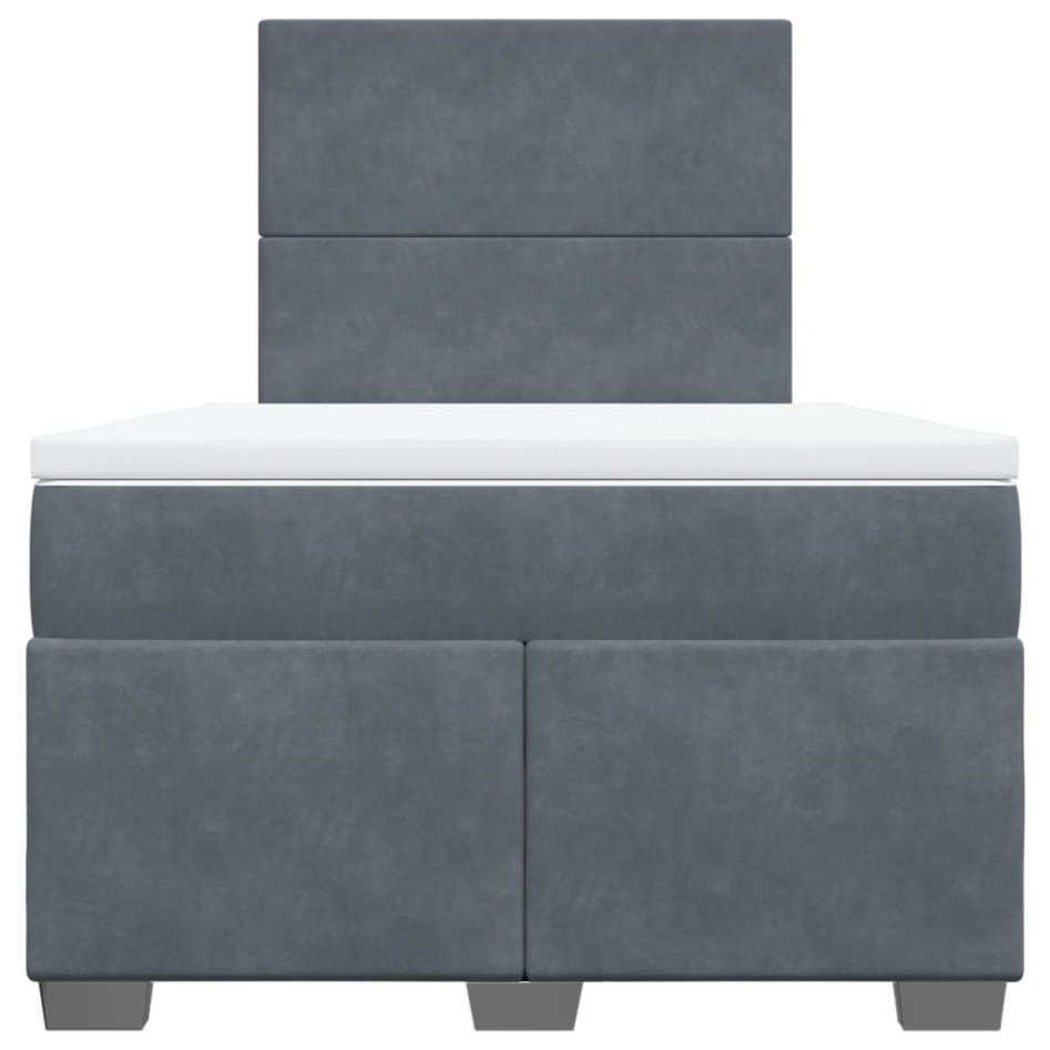 Cama box spring con colchón terciopelo gris oscuro 120x190