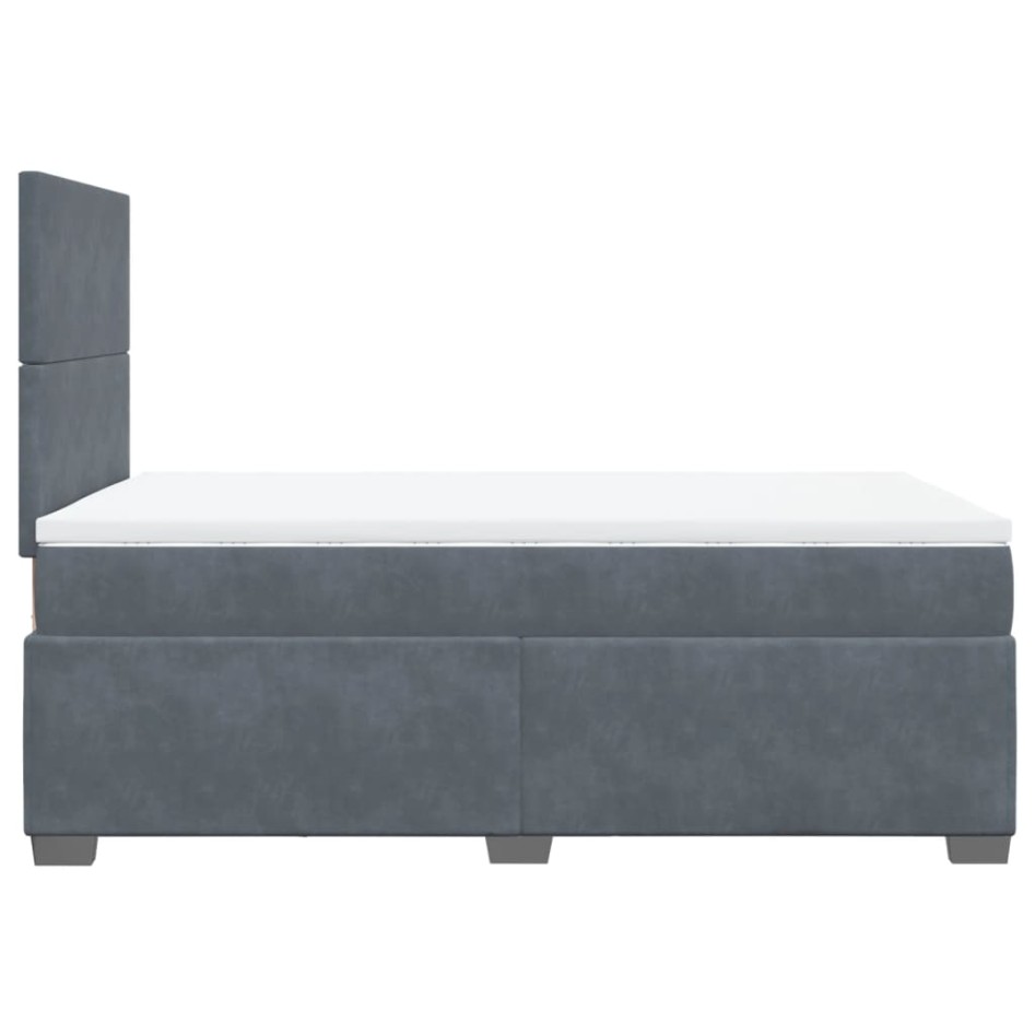 Cama box spring con colchón terciopelo gris oscuro 120x190