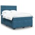 Cama box spring con colchón terciopelo azul 140x190