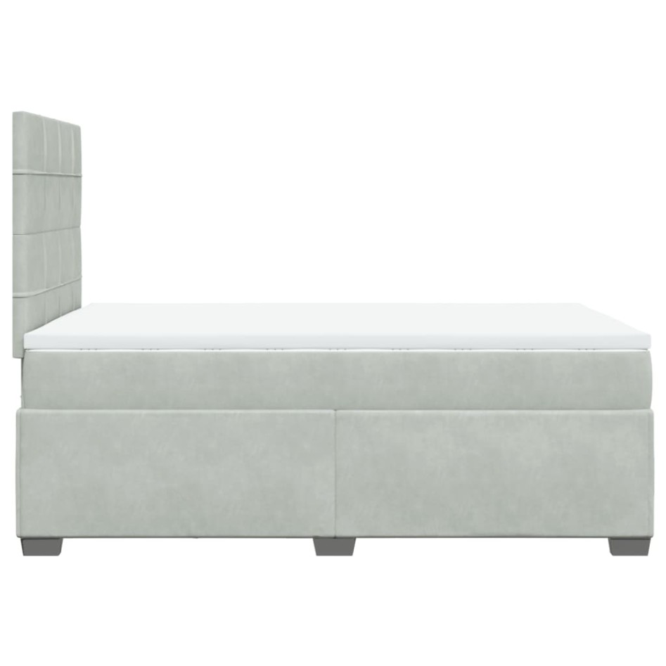 Cama box spring con colchón terciopelo gris claro 120x190