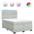 Cama box spring con colchón terciopelo gris claro 140x200