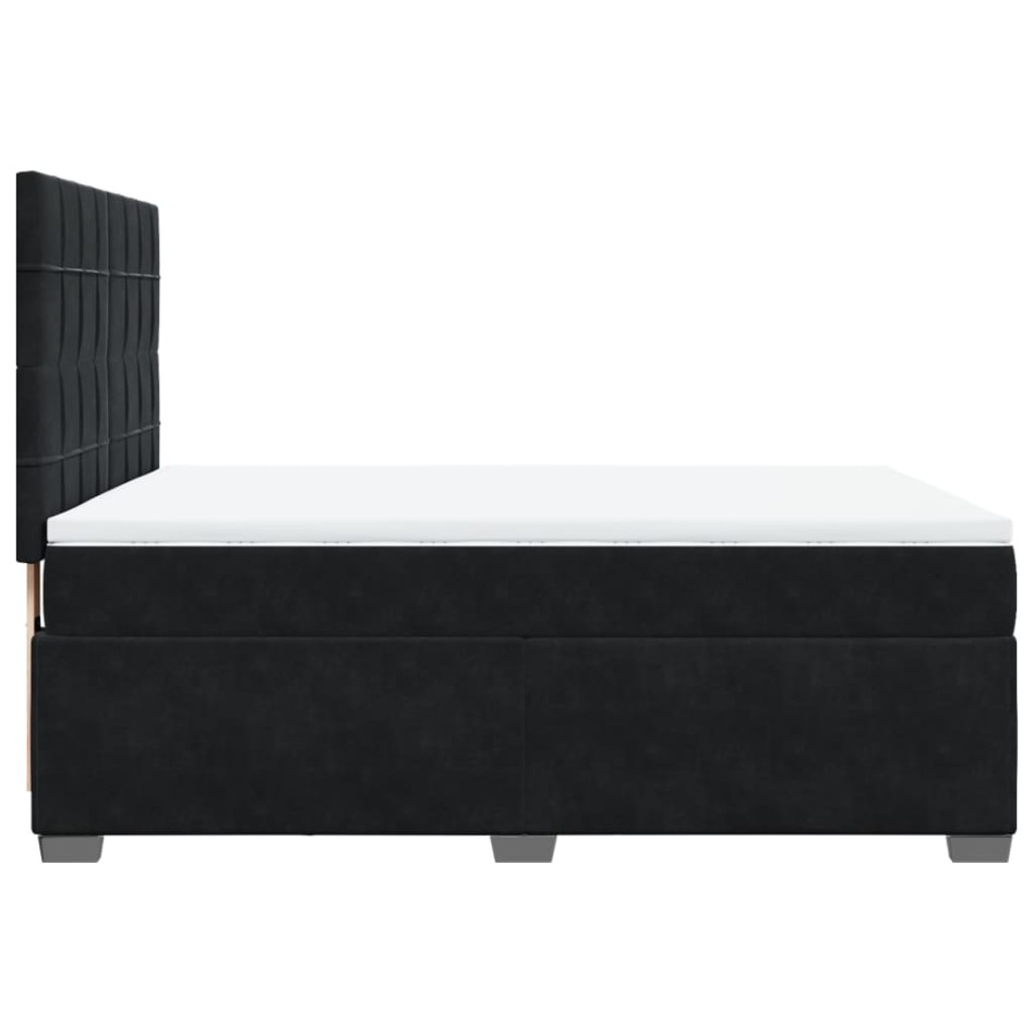 Cama box spring con colchón terciopelo negro 140x190