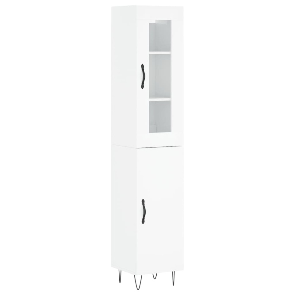 Aparador alto madera contrachapada blanco brillo 34,5x34x180