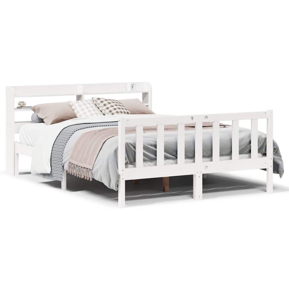 Estructura de cama sin colchón madera de pino blanca 140x190