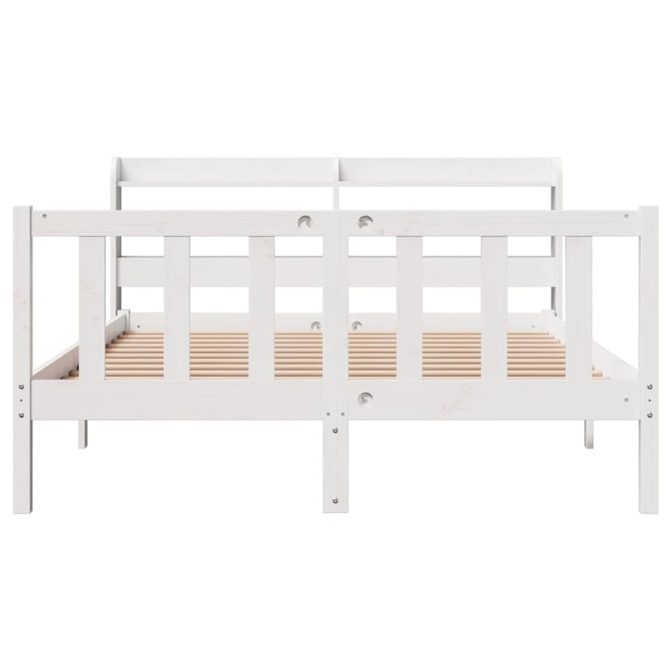 Estructura de cama sin colchón madera de pino blanca 140x190