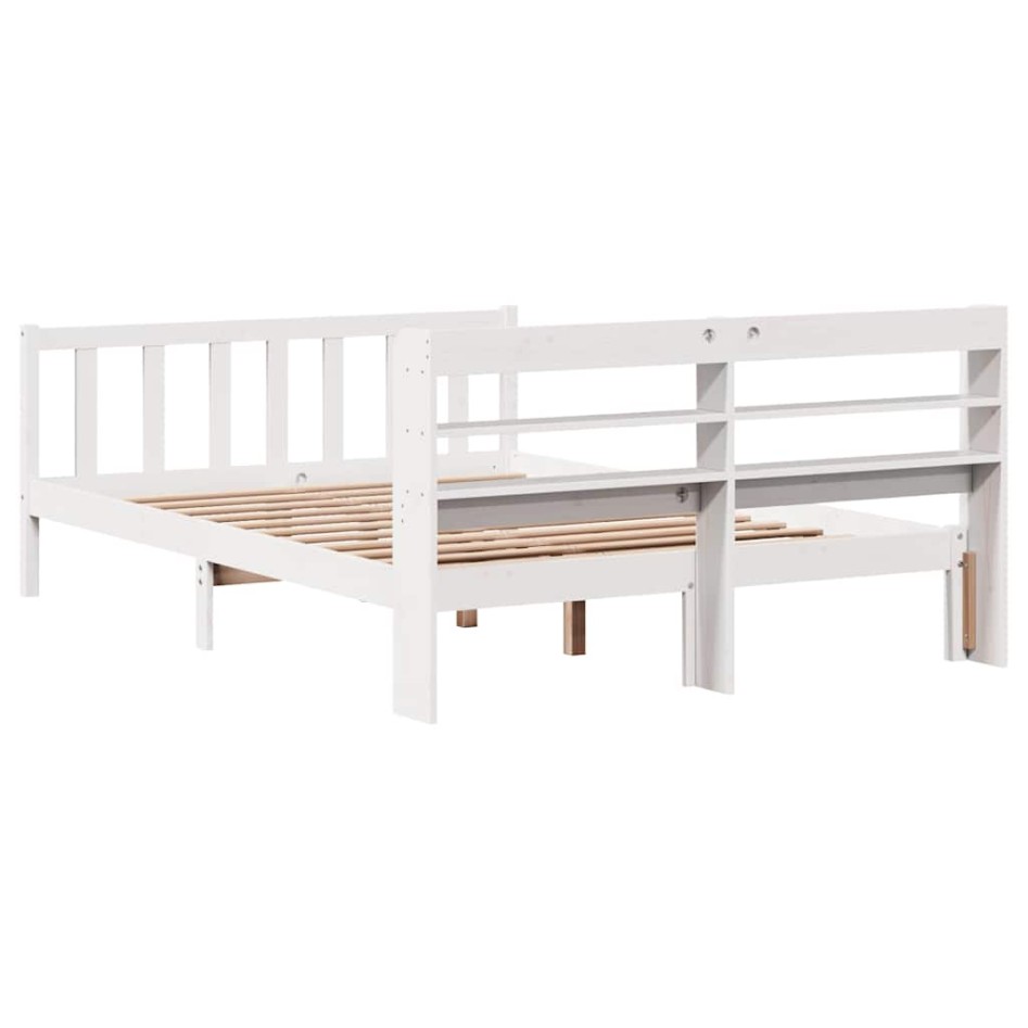 Estructura de cama sin colchón madera de pino blanca 140x190