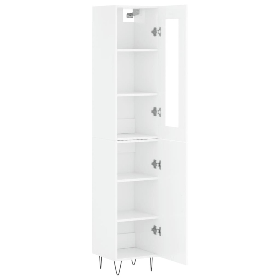 Aparador alto madera contrachapada blanco brillo 34,5x34x180