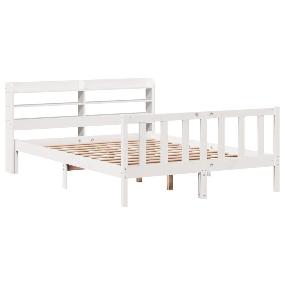 Estructura de cama sin colchón madera de pino blanco 135x190