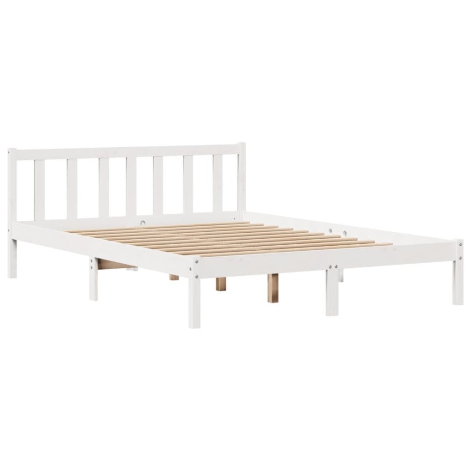 Estructura de cama sin colchón madera de pino blanco 135x190