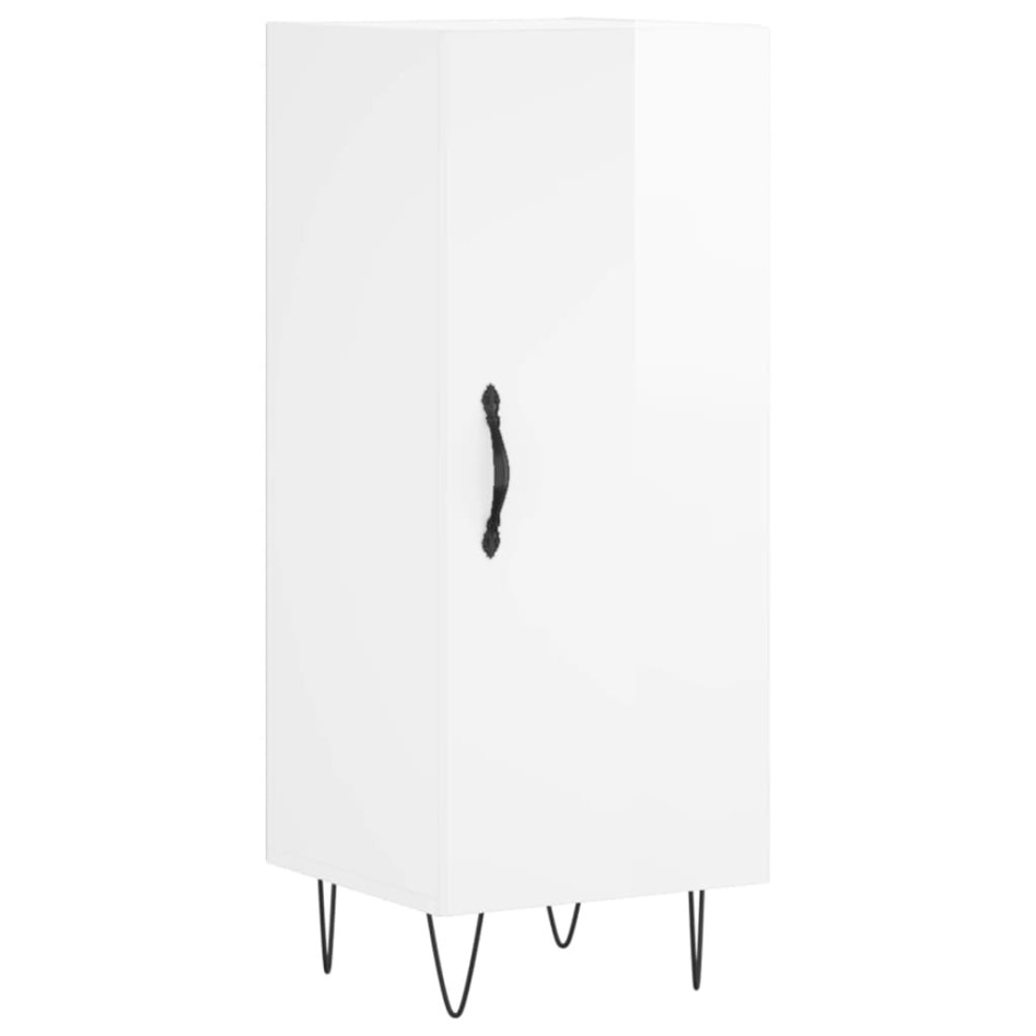 Aparador alto madera contrachapada blanco brillo 34,5x34x180