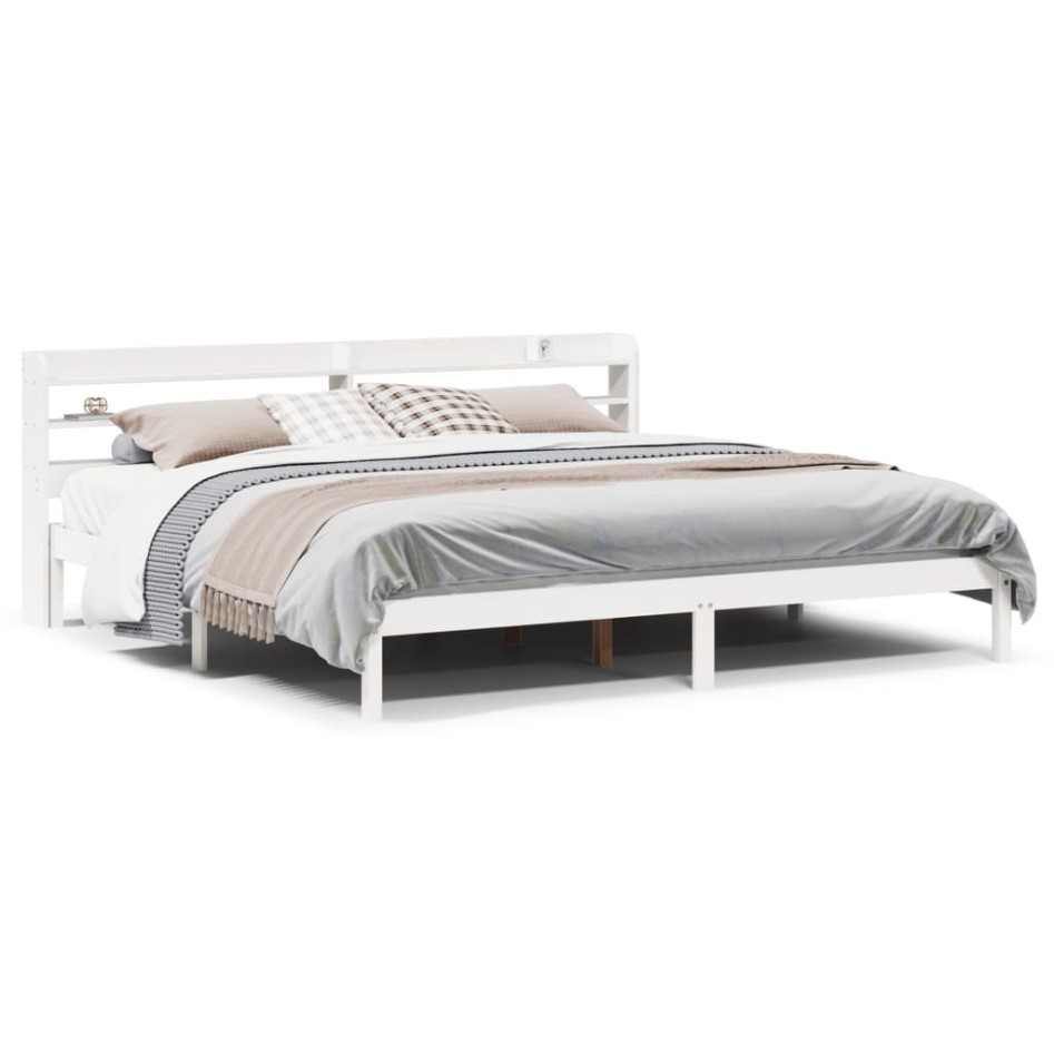 Estructura de cama sin colchón madera maciza blanca 200x200