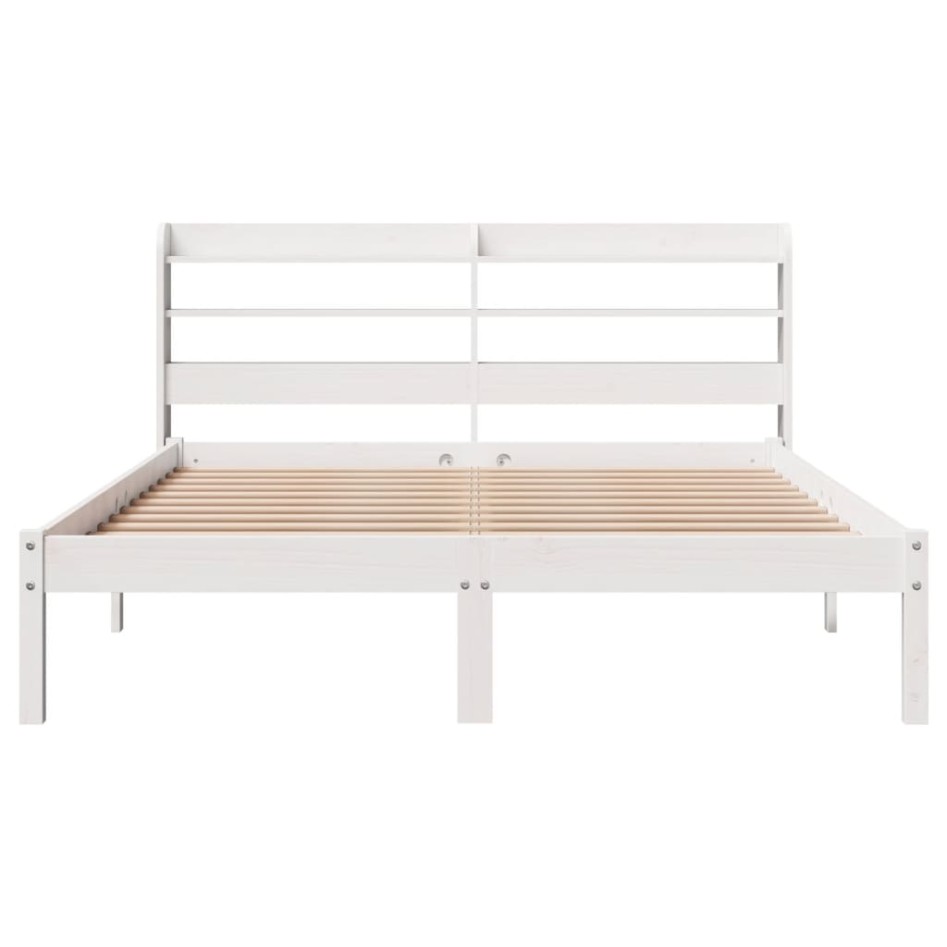 Estructura de cama sin colchón madera de pino blanca 150x200