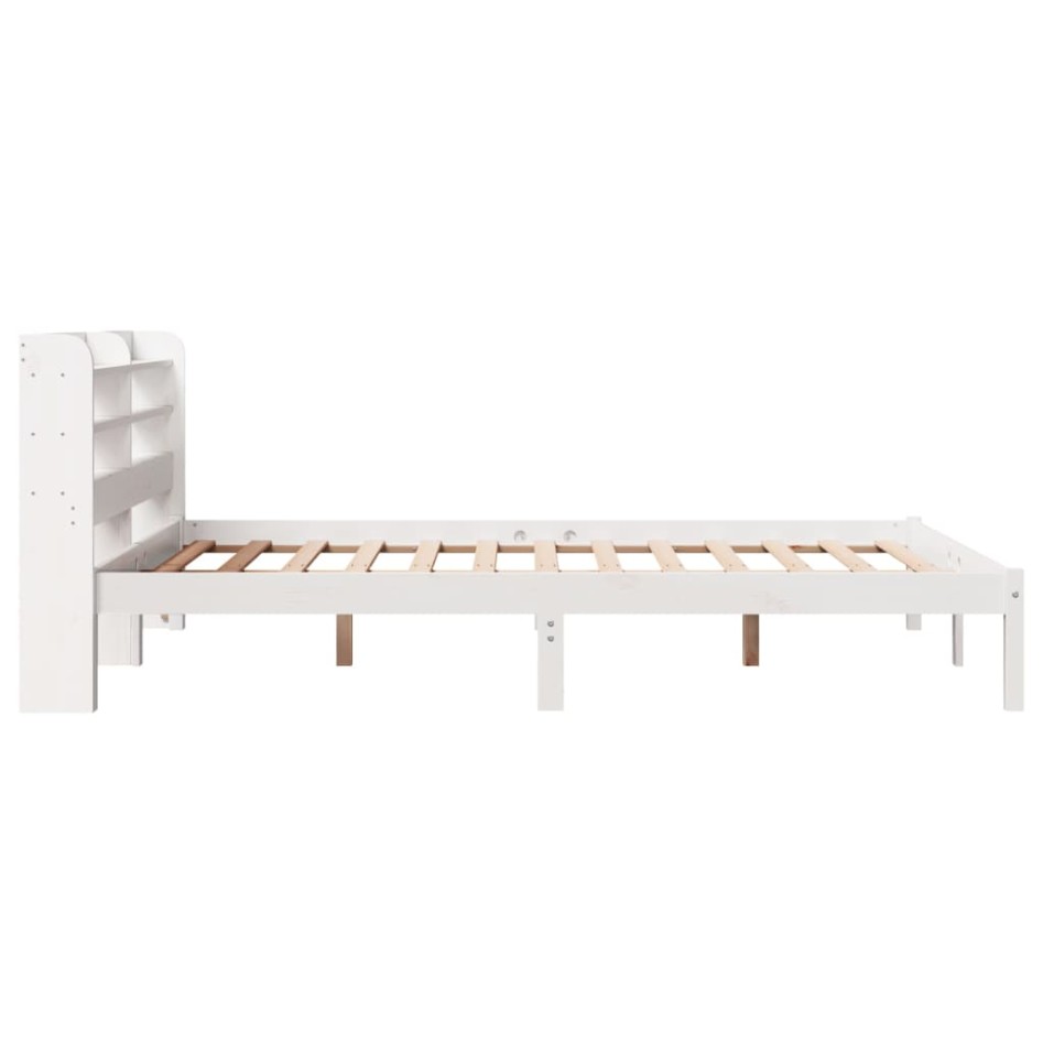 Estructura de cama sin colchón madera de pino blanca 150x200