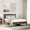 Estructura de cama sin colchón metal roble ahumado 120x200 cm