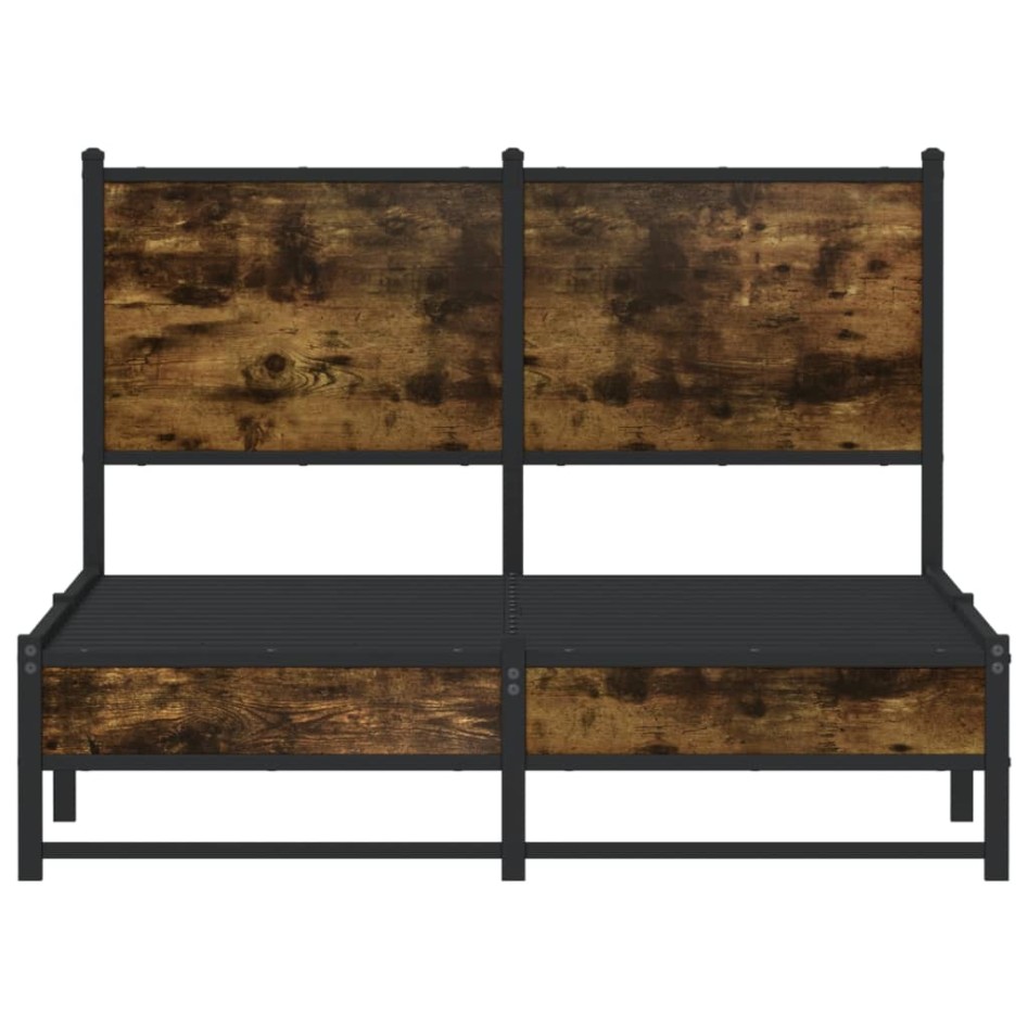 Estructura de cama sin colchón metal roble ahumado 120x200