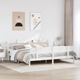 Estructura de cama sin colchón madera maciza blanca 200x200