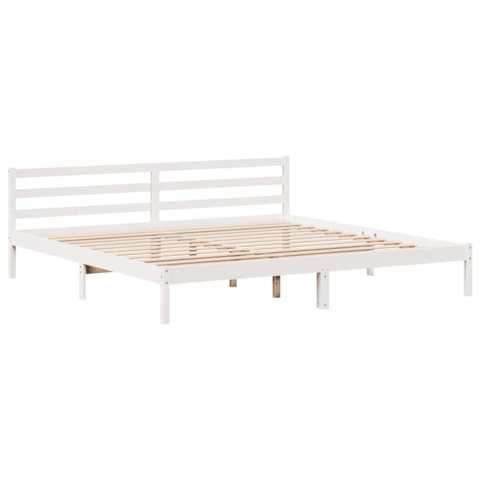 Estructura de cama con cabecero sin colchón blanco 200x200