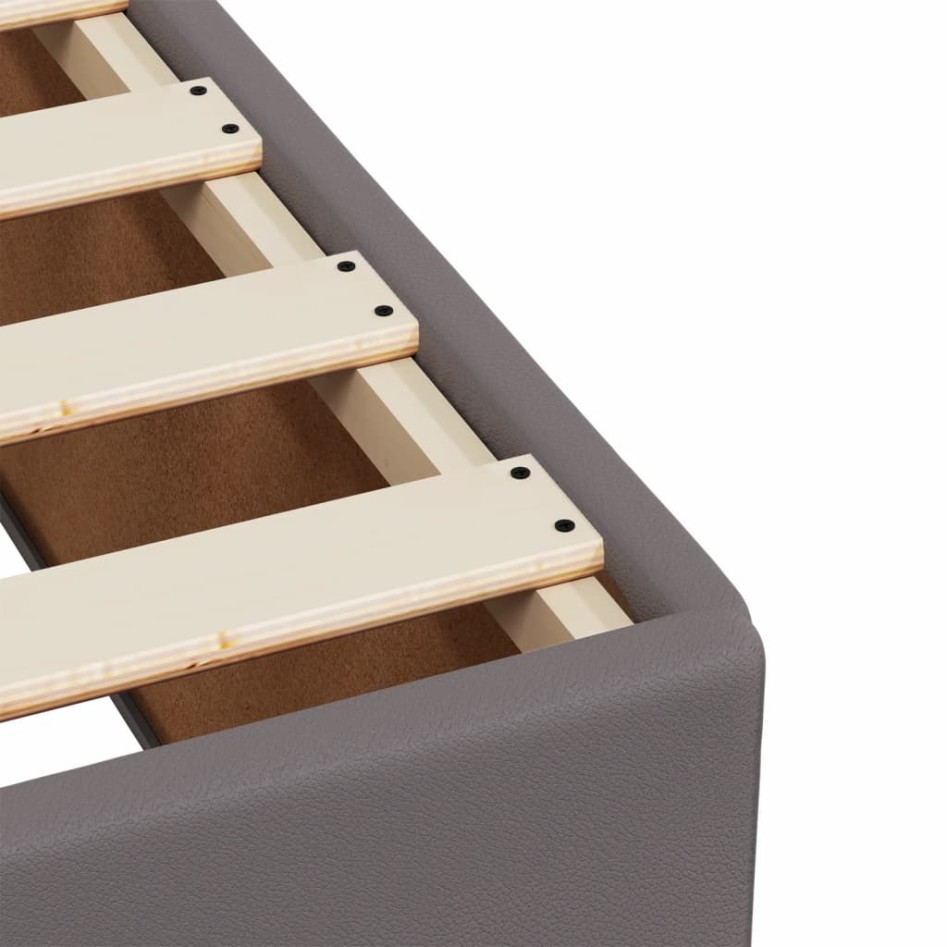 Estructura de cama sin colchón cuero sintético gris 80x200