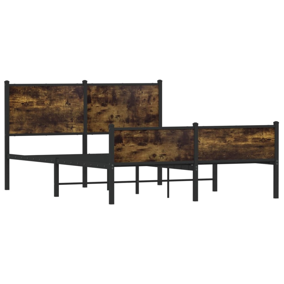 Estructura de cama sin colchón metal roble ahumado 140x200