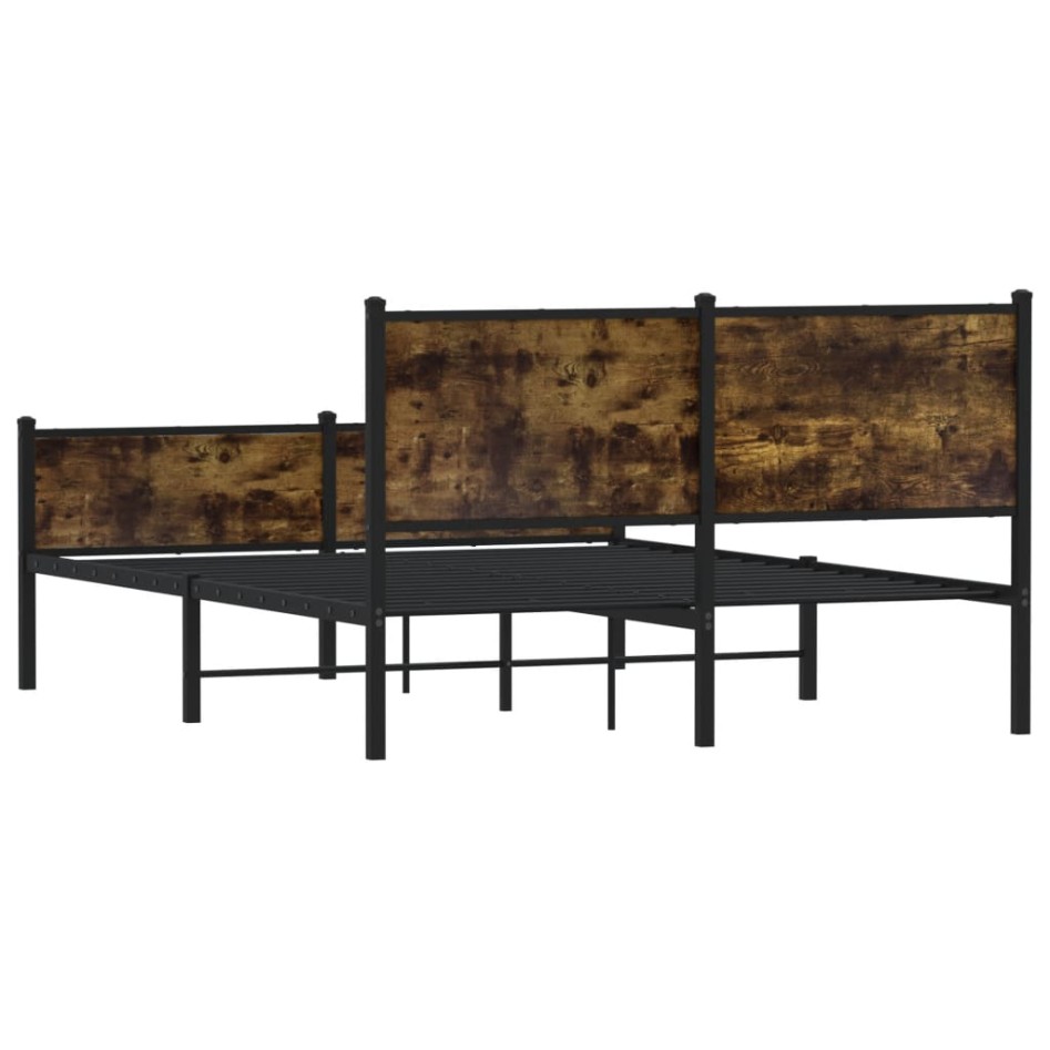Estructura de cama sin colchón metal roble ahumado 140x200