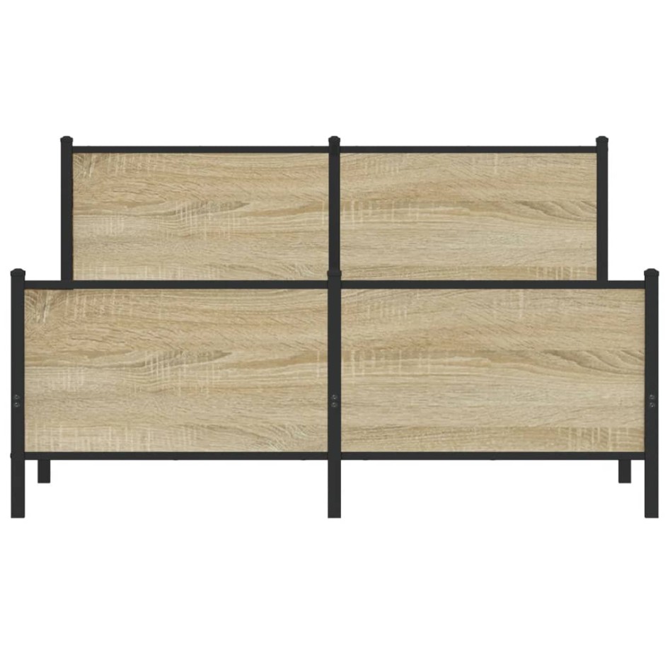 Estructura de cama sin colchón metal roble Sonoma 150x200