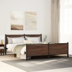 Estructura de cama sin colchón metal roble marrón 200x200 cm