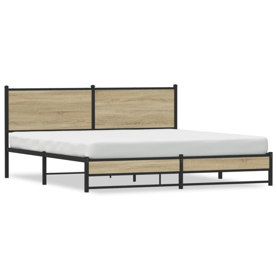 Estructura de cama sin colchón metal roble Sonoma 180x200
