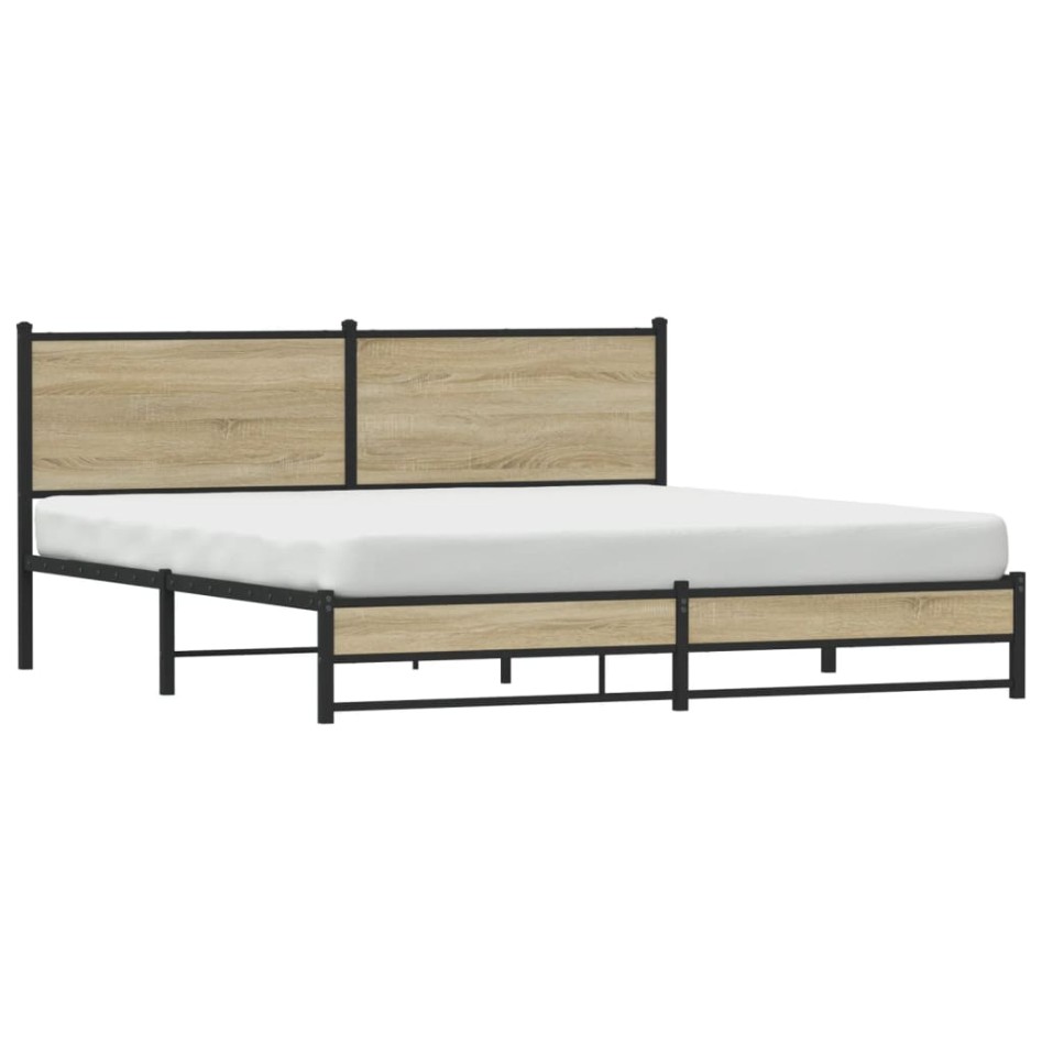 Estructura de cama sin colchón metal roble Sonoma 180x200