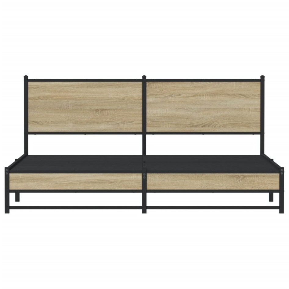 Estructura de cama sin colchón metal roble Sonoma 180x200