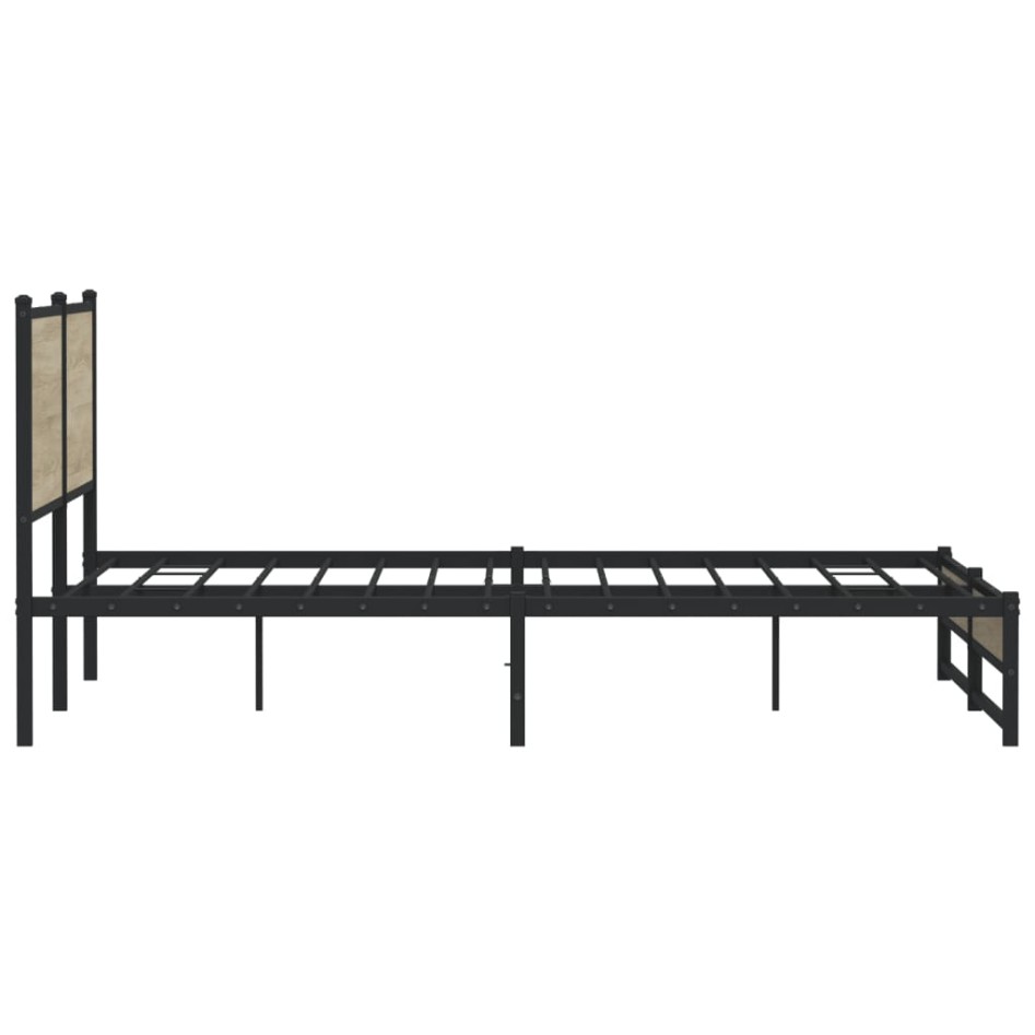 Estructura de cama sin colchón metal roble Sonoma 180x200