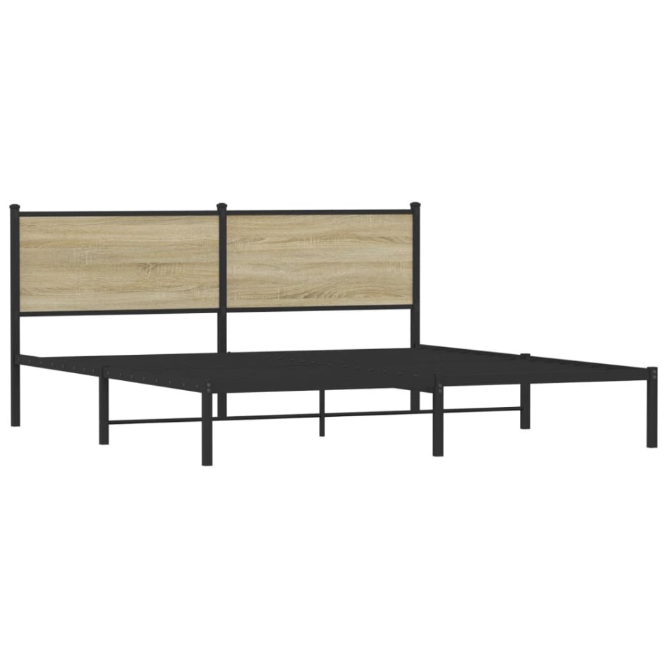 Estructura de cama sin colchón metal roble Sonoma 180x200