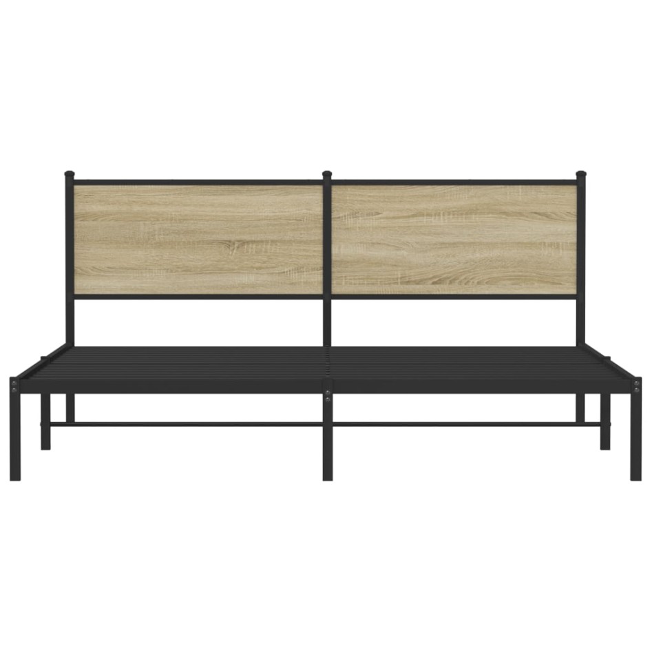 Estructura de cama sin colchón metal roble Sonoma 180x200