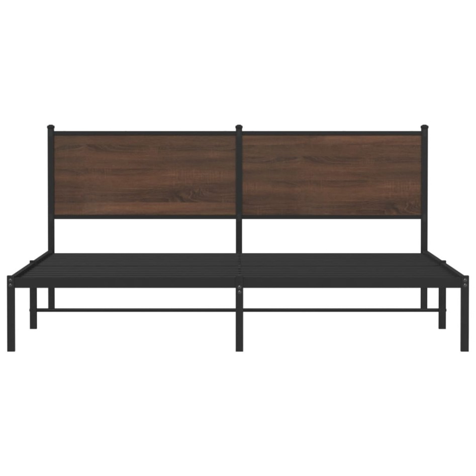 Estructura de cama sin colchón metal roble marrón 180x200