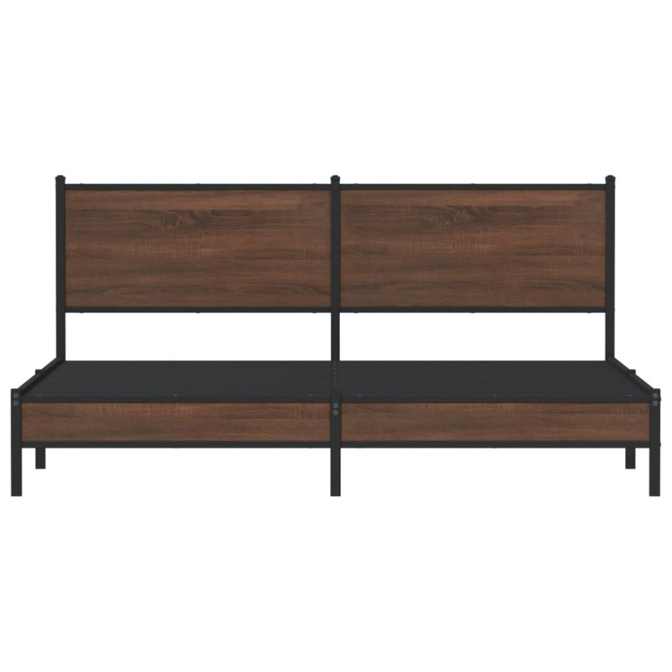 Estructura de cama sin colchón metal roble marrón 180x200