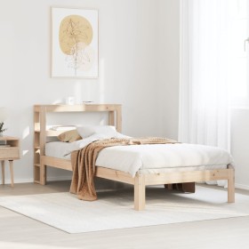 Estructura de cama con cabecero madera maciza de pino 90x200