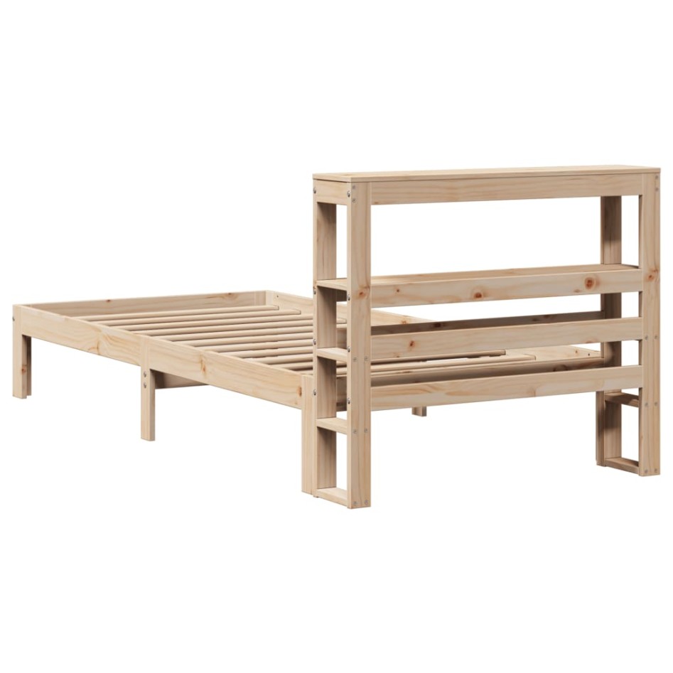 Estructura de cama con cabecero madera maciza de pino 90x200